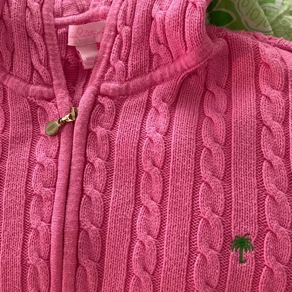 Lilly Pulitzer Pink Cable Knit 3/4 Sleeve Cardigan Size Large - Picture 5 of 5